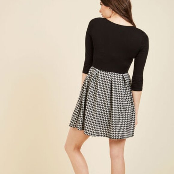 Modcloth Bistro Tasting Twofer Black White Dress S - Picture 2 of 5
